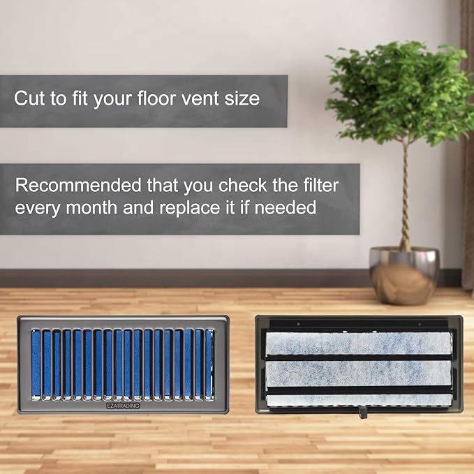 Premium Air Vent Polyester Filter Roll MERV 8 HVAC Furnace Filters Cut to Fit for Floor Registers, RV, AC, Ceiling, Grilles and Wall HVAC Furnace Vents (12" x 90")