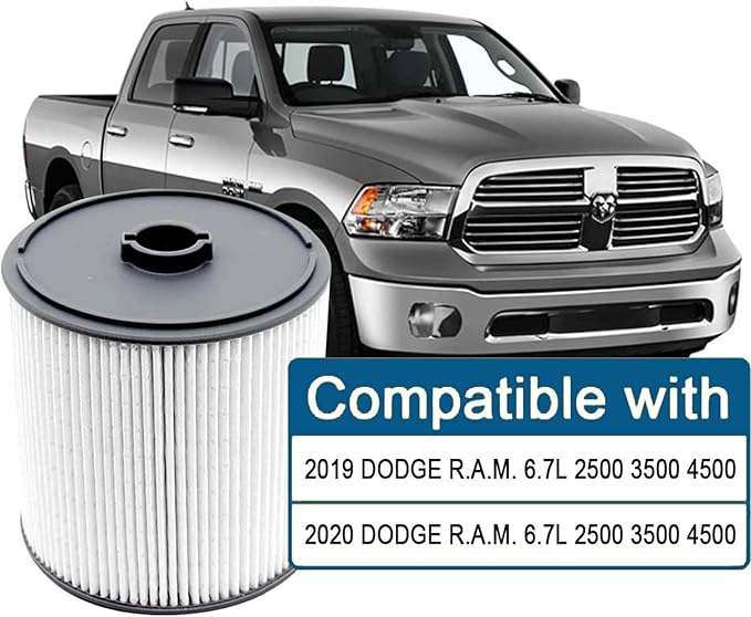 AULDAY Fuel Filter Fits for Ram 2500 3500 4500 5500 6.7L 2019 2020 2021 2022 Diesel Engine For Ram 1500 2020 3.0L V6 Eco Diesel Frame Chassis Mounted OE# 68436631AA PF46152