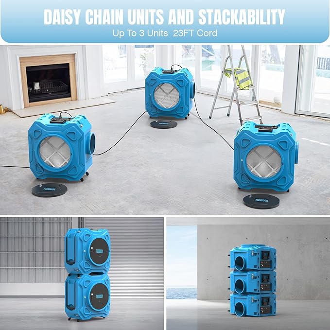 Air Scrubber with 3-Stage Filtration, 650CFM HEPA Air Scrubber Negative Air Machine with Lockable 360° Wheels & Auto-Foldable Handle, Portable Heavy Duty Air Cleaner for Home Industrial Commercial Use