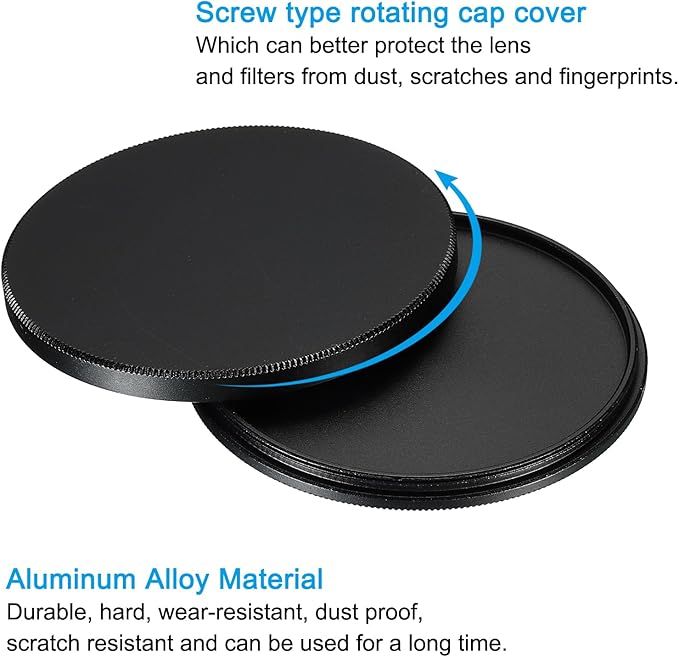PATIKIL 62mm Lens Cap, Camera Lens Cap Cover Universal Lens Filter Stack Cap Front Metal Protective Case Cover with Cleaning Cloth for Photography Camera Filter