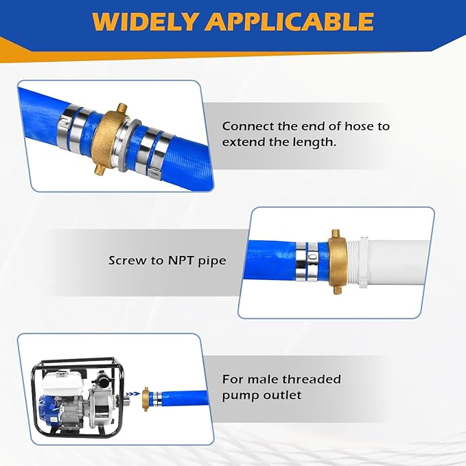 2" x 50 ft Discharge Hose for Swimming Pools, Heavy Duty PVC Lay Flat Water Backwash Hose,Durable Pool Drain Hose with Aluminum Pin Lug Fittings for Water Pump And Filters
