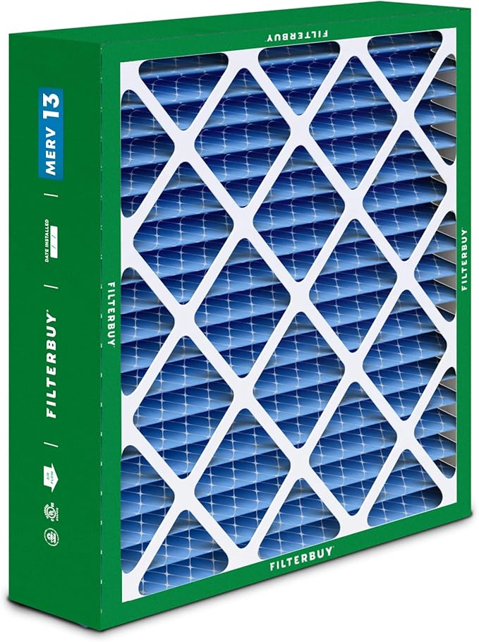 Filterbuy 20x25x6 Air Filter MERV 13 Optimal Smoke & Allergy Defense (1-Pack), Pleated HVAC AC Furnace Filters for AprilAire Space-Gard 201, 2200, 2250, & Lennox (Actual Size: 19.75 x 24.25 x 6.00)