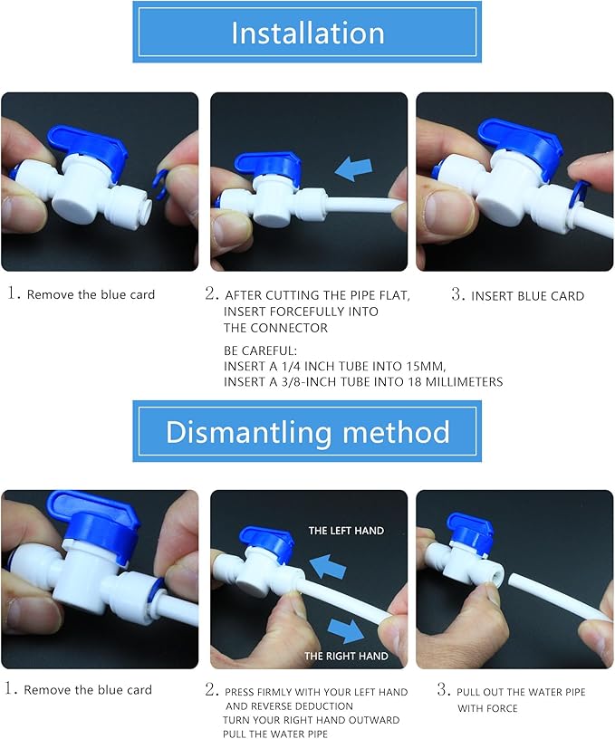 Water purifier globe valve, tee, elbow, straight through 1/4 "FPT pipe quick collection, quick push in plastic pipe joint, suitable for 5pcs of reverse osmosis filtration RODI water purifier system