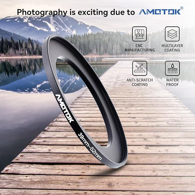 39mm Lens to 52mm Camera Lens Adapter,39mm to 52mm Filter Step up Ring Adapter Ring,Compatible All 52mm Filter Accessory