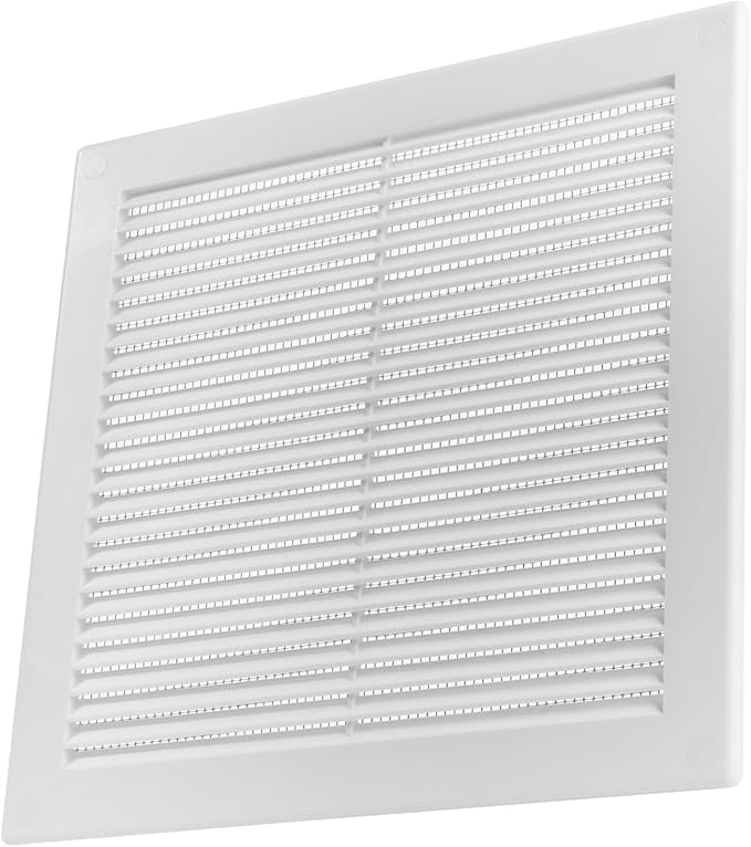 Vent Systems 8" x 8" (Opening Dimensions) White Plastic Soffit Vent Cover - Durable Flat Square Air Vent Grille with Mesh Screen - Weather Resistant Ventilation Grill, Wall & Ceiling, Indoor & Outdoor