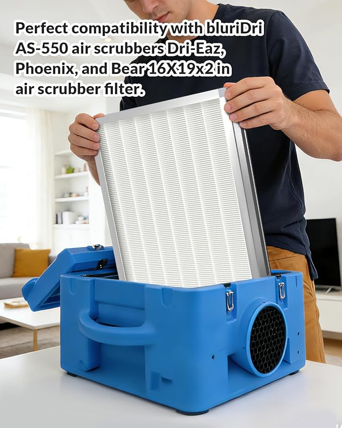 F301H HEPA Filter for Air Shield 550 HEPA Air Scrubber - Stage 2 550 Air Filter, H13, 16 x 19 x 2" Replacement Filter Compatible with bluedri, dri-eaz, phoenix & bear Air shield Models, 3Pack