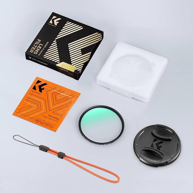 K&F CONCEPT 77mm MC UV Lens Protection Filter with Filter Cap Cleaning Cloth Optical Glass Ultra Slim 28 Multi-Layer Coatings Camera Lens UV Filter (Nano-X Series)