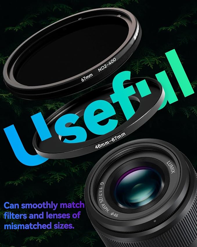 62-72mm Metal Step-Up/Down Ring Adapter Compatible with Mirrorless Cameras DSLR Lens, UV CPL ND Filter Thread Converter, Black