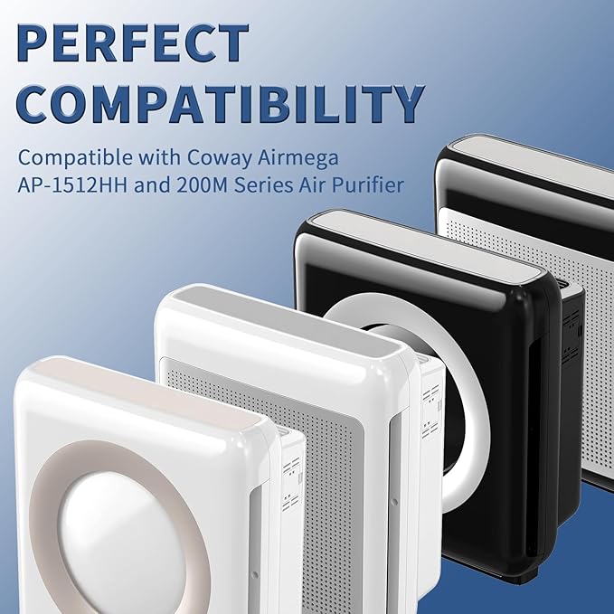 AP-1512HH Replacement Filter for Coway Airmega AP-1512HH and Airmega 200M Series Air Purifiers, Funmit 2 True HEPA Filter and 8 Activated Carbon Pre-Filters, Compared to Part # 3304899