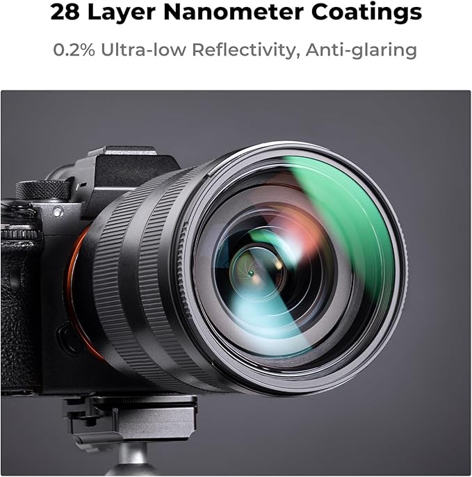 K&F CONCEPT 58mm MC UV Lens Protection Filter with Filter Cap Cleaning Cloth Optical Glass Ultra Slim 28 Multi-Layer Coatings Camera Lens UV Filter (Nano-X Series)