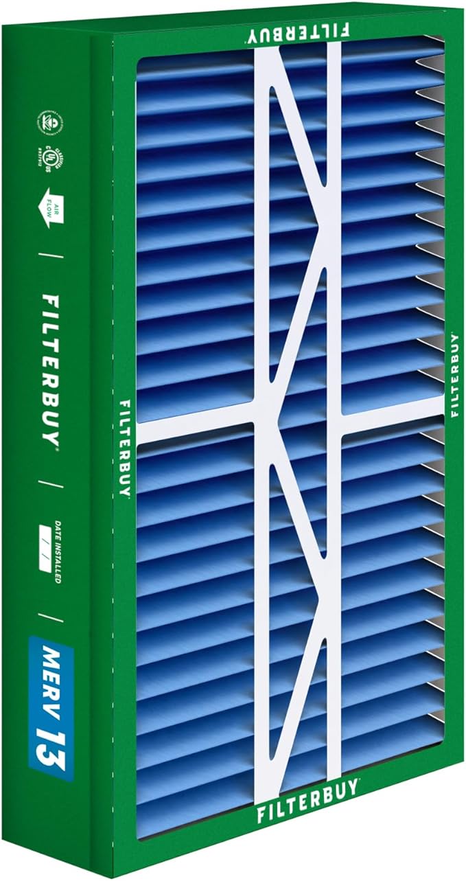 Filterbuy 17.5x27x5 Air Filter MERV 13 Optimal Smoke & Allergy Defense (1-Pack), Pleated HVAC AC Furnace Filters for Trane Perfect Fit & American Standard (Actual Size: 17.13 x 26.13 x 4.97)