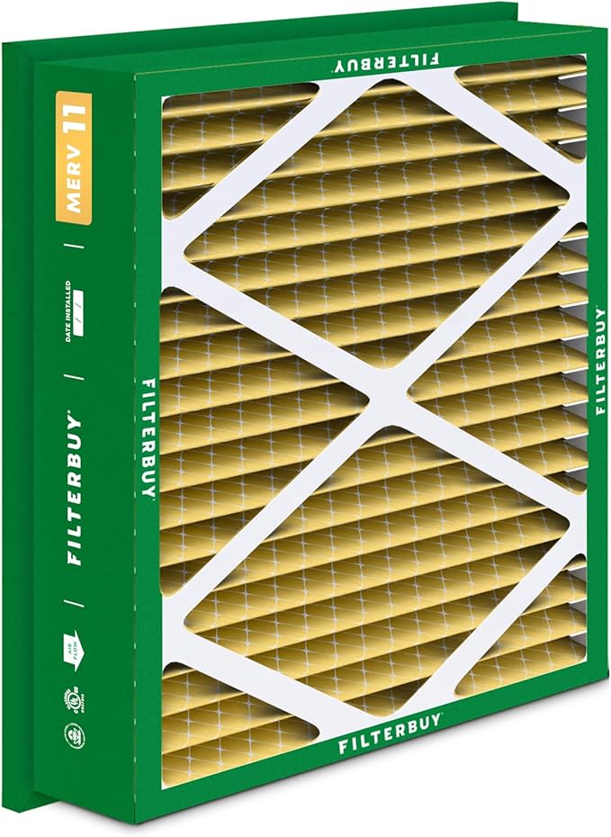 Filterbuy 20x25x5 Air Filter MERV 11 Superior Pet & Allergy Defense (4-Pack), Electrostatic Pleated HVAC AC Furnace Filters Replacement for Honeywell Return Grille (Actual Size: 18.38 x 23.38 x 3.69)