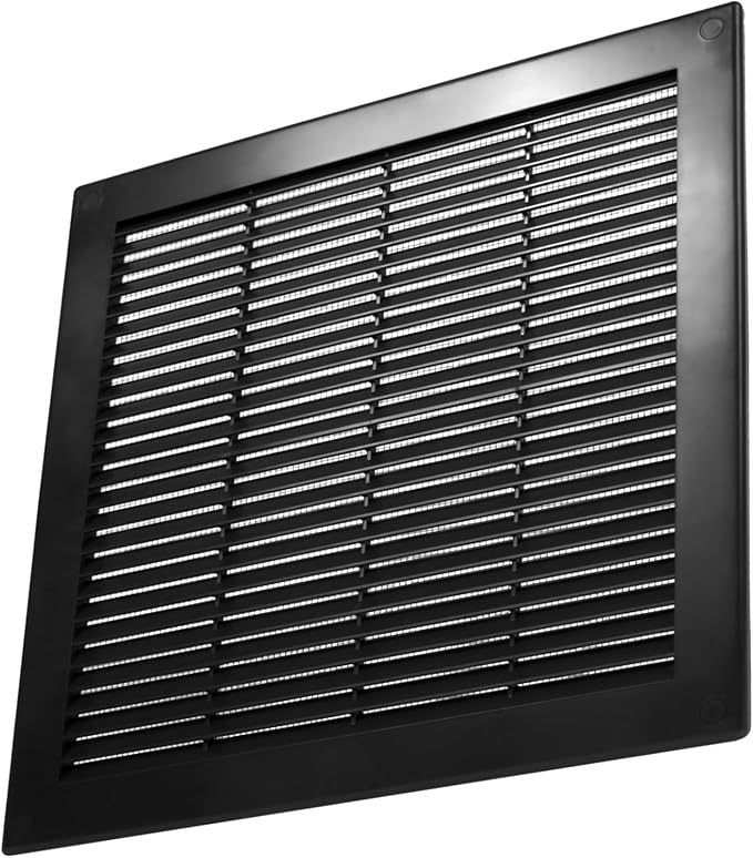 Vent Systems 10" x 10" Inch (Opening Dimensions) - Pack of 5 - Plastic Black Soffit Vent Cover - Flat Square Air Vent Grille - Air Vent Deflector - HVAC 12" x 12" Inch (Overall Dimensions)