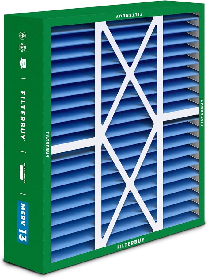 Filterbuy 22x24x5 Air Filter MERV 13 Optimal Smoke & Allergy Defense (1-Pack), Electrostatic Pleated HVAC AC Furnace Filters for Amana, Goodman, and Five Seasons (Actual Size: 22.06 x 23.94 x 5.25)