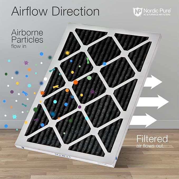 Nordic Pure 20x30x1 (Actual Size: 19 5/8 x 29 5/8 x 3/4) Pure Carbon Pleated Odor Reduction Furnace Air Filters 4 Pack
