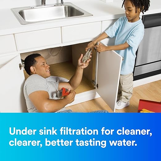 Aqua-Pure 3MDW301 Under Sink Dedicated Faucet Water Filter System, for Lead, VOC's, Microplastics, Cysts, Bad Taste and Odor, Asbestos, MTBE and TTHM Reduction, Includes Faucet