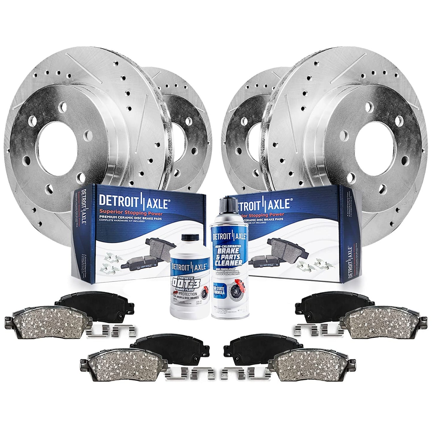 Detroit Axle - Brake Kit for Cadillac Escalade Chevy GMC Silverado Sierra Yukon XL 1500 Replacement Drilled & Slotted Disc Brake