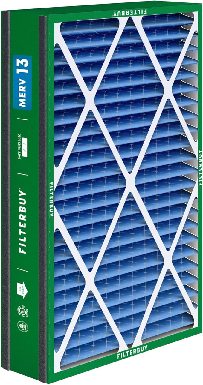 Filterbuy 16x25x5 Air Filter MERV 13 Optimal Smoke & Allergy Defense (1-Pack), Electrostatic Pleated HVAC AC Furnace Filters for Trion Air Bear 255649-105 and More (Actual Size: 15.63 x 24.13 x 4.88)