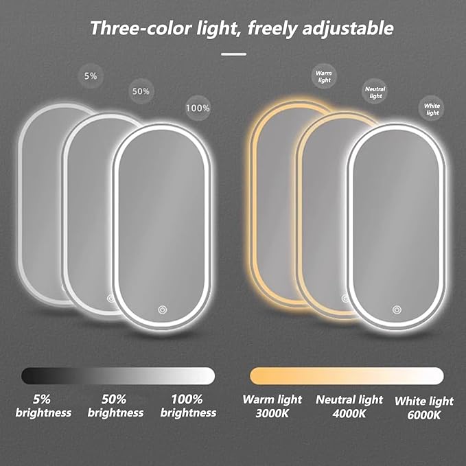 Irregular Bathroom Mirror with 3 Colour LED Light, Wall Mounted Makeup Mirror with Touch Switch and Demister Pad, Energy-Saving LED Smart Mirrors, Dimmable(A,23.6 * 39.4in/60 * 100cm)