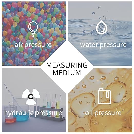 0-100 Psi Lead-Free Glycerin Liquid Filled Low Pressure Gauge, 2.5" Dial Size, 1/4" G Lower Mount, 304 Stainless Steel Case, for Water Pipe, HVAC, Water Oil Air Pressure Test