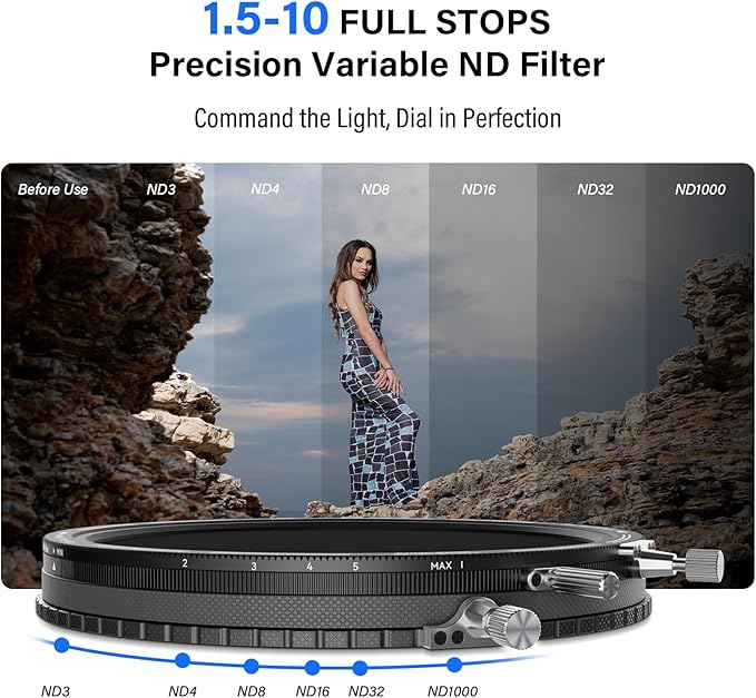 H&Y RevoRing MKⅡ 67mm 72mm 77mm 82mm Variable ND Filter & CPL Polarizer, 3-in-1 VND (ND3-1000) Camera Lens Filter with Adjustable Adapter Ring, 22 Multi-Layer Nanocoating