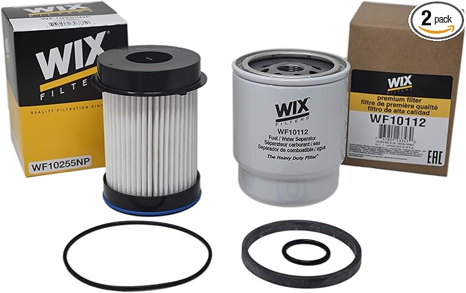 Kit for Dodge Ram 6.7L Diesel Cummins Fuel Filter & Fuel/Water Seperator Set Wix WF10112 & WF10255NP for 2013-2018 Models 2500/3500/4500/5500