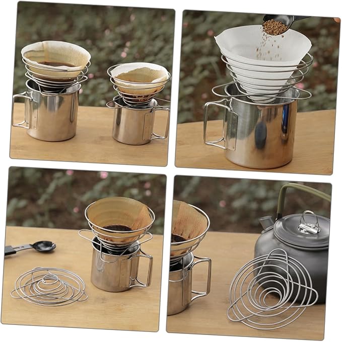 Zerodeko 2pcs Coffee Filters Compatible Stainless Steel Dripper Camping Dripper Filter Cup for Easy Extraction