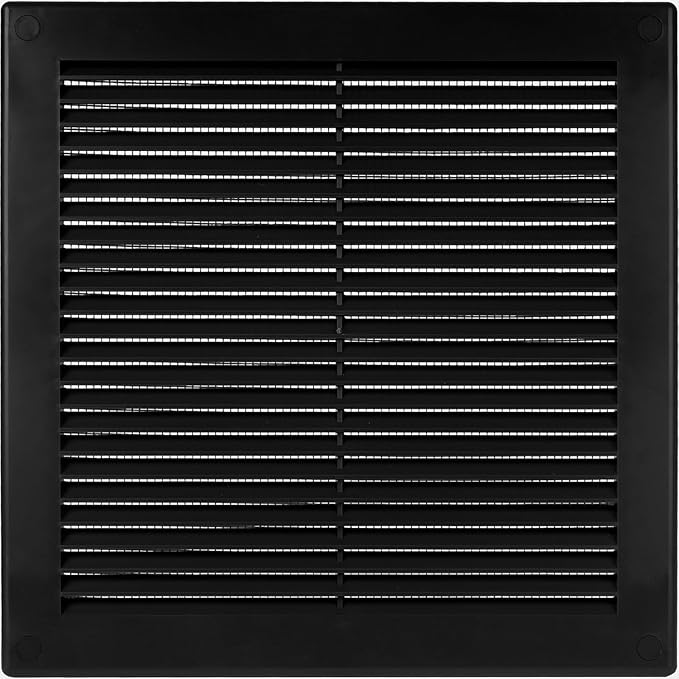 Vent Systems 10'' x 10'' Inch Black Soffit Vent Cover - Pack of 100 - Flat Square Air Vent Louver - Grille Cover - Built-in Insect Screen - HVAC Vents for Bathroom, Home Office, Kitchen 10x10 Inch