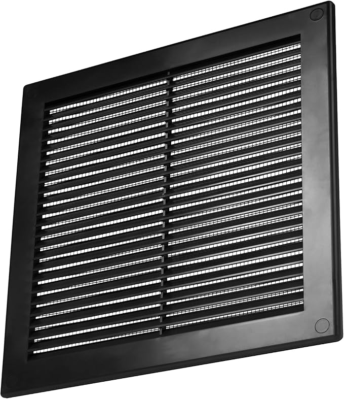 Vent Systems 10'' x 10'' Inch Black Soffit Vent Cover - Pack of 100 - Flat Square Air Vent Louver - Grille Cover - Built-in Insect Screen - HVAC Vents for Bathroom, Home Office, Kitchen 10x10 Inch