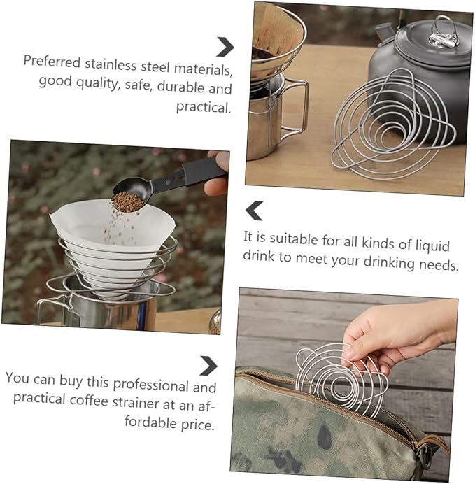 POPETPOP 1Pc Stainless Filter Reusable Drip for Brewing Efficient Coffee Strainer for Improved Taste and Easy Extraction for Camping
