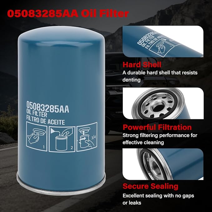 Filter Element Compatible with Dodge Ram 2500/3500/4500/5500 2019-2024 6.7L. Replace 68436631AA, 68157291AA, 53034051AB, 05083285AA, Fuel Filter, Oil Filter, Air Filter, Fuel Water Separator