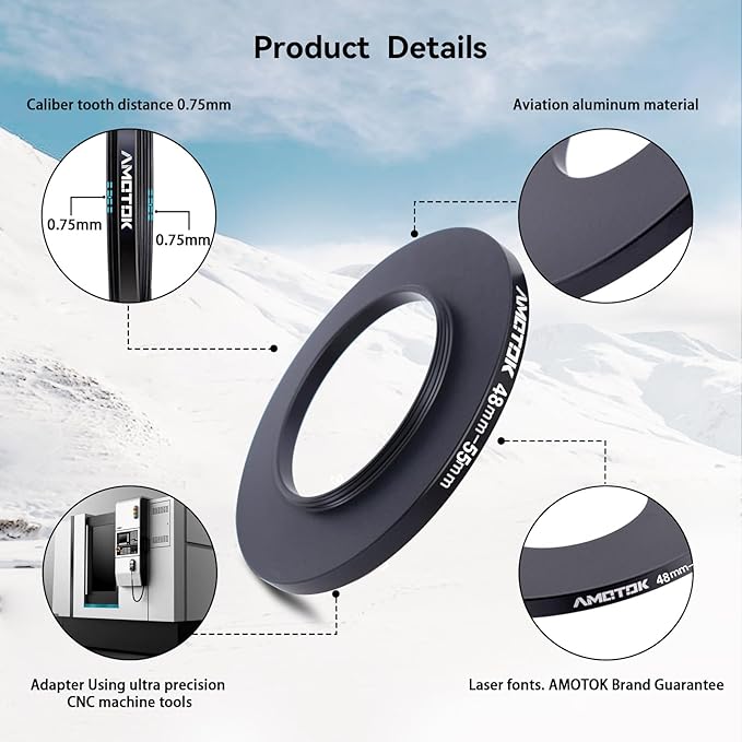 48mm Lens to 55mm Camera Lens Adapter,48mm-55mm Filter Step up Rings,Compatible All 55mm Filter Accessory.Made from CNC Machined