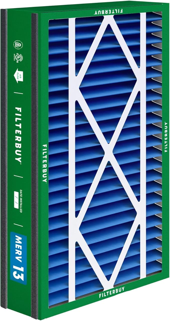 Filterbuy 16x25x5 Air Filter MERV 13 Optimal Smoke & Allergy Defense (1-Pack), Electrostatic Pleated HVAC AC Furnace Filters for Trion Air Bear 255649-105 and More (Actual Size: 15.63 x 24.13 x 4.88)
