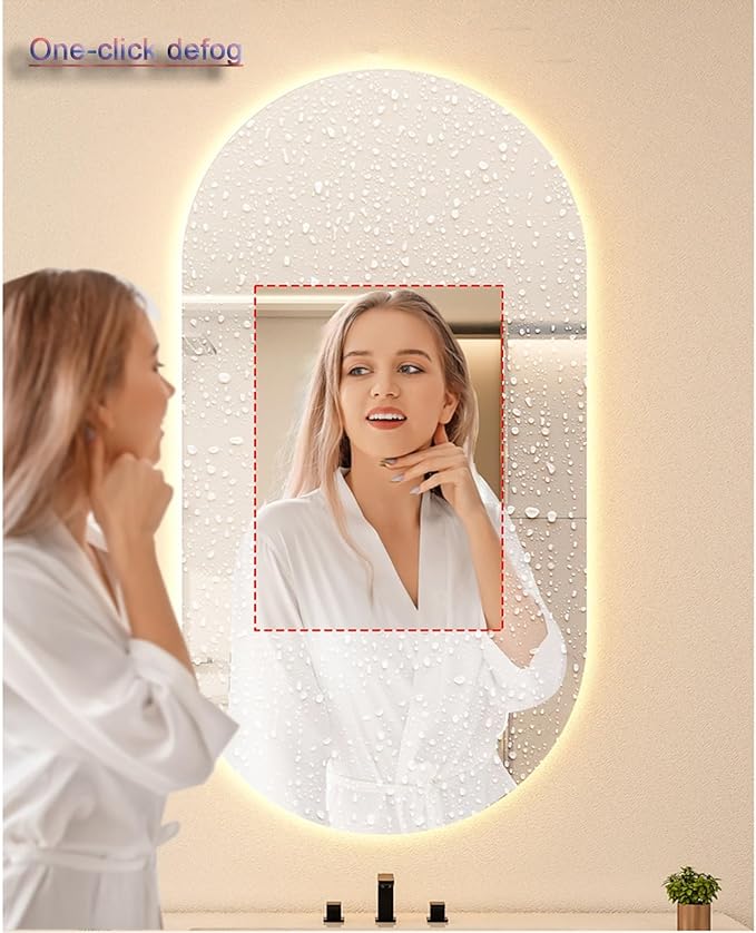 Bathroom Led Mirror ，Bathroom Mirror with LED Lights，LED Mirror for Bathroom，Backlit Bathroom Mirror ，Backlit Lighted Makeup Mirror，with Touch Sensor/Dimming/Demister pad(A,H100*W50cm/H39.4*W19.7IN)