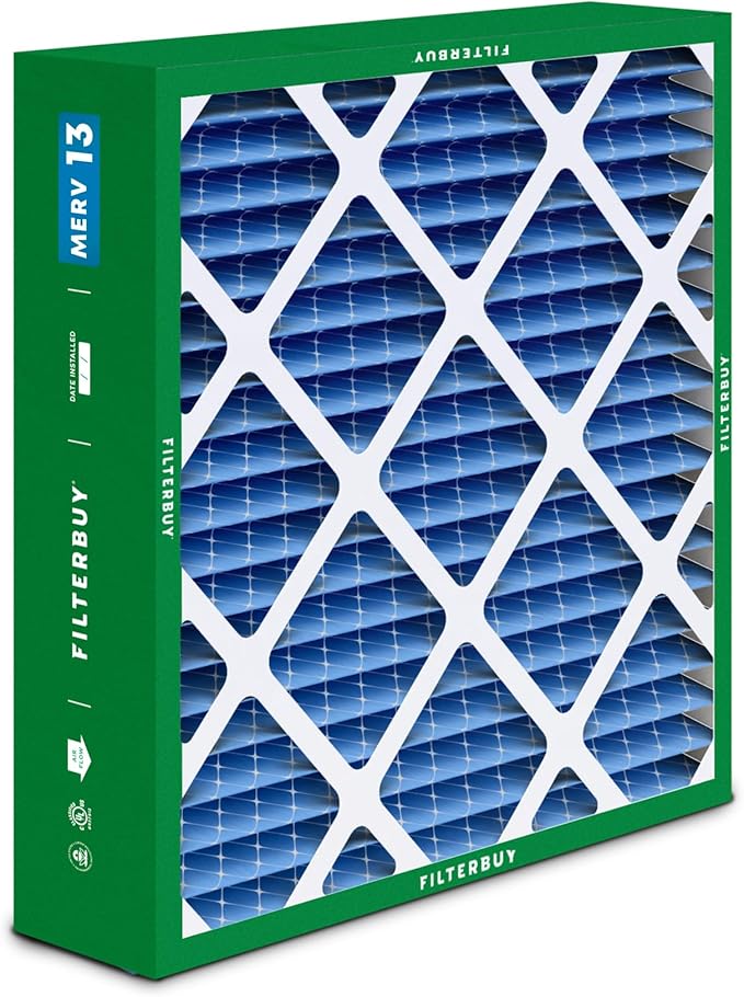 Filterbuy 17.5x21x5 Air Filter MERV 13 Optimal Smoke & Allergy Defense (1-Pack), Electrostatic Pleated HVAC AC Furnace Filters for Rheem, Ruud, and Protech (Actual Size: 17.13 x 20.63 x 4.38)