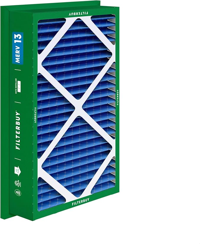 Filterbuy 16x25x5 Air Filter MERV 13 Optimal Smoke & Allergy Defense (1-Pack), Electrostatic Pleated HVAC AC Furnace Filters for Honeywell Return Grille (Actual Size: 14.38 x 23.38 x 3.69)
