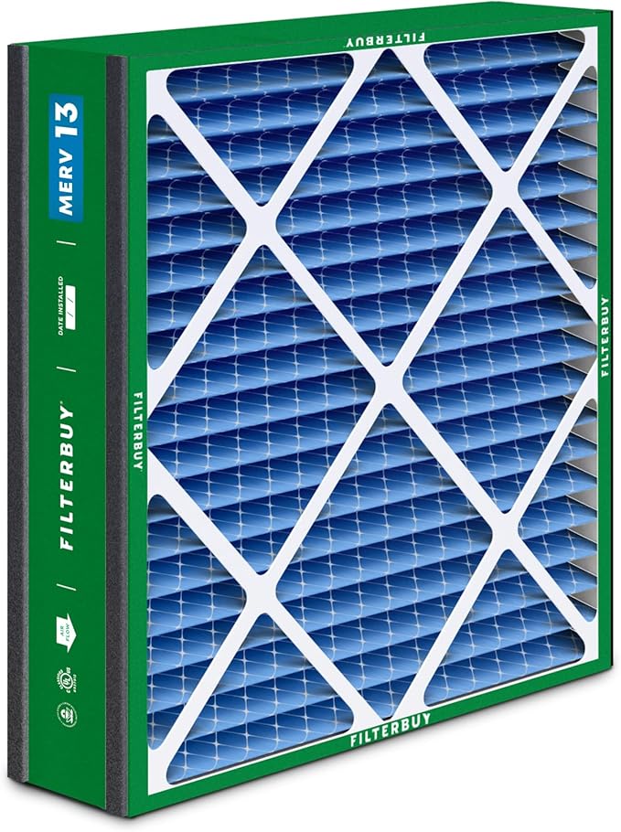 Filterbuy 20x20x5 Air Filter MERV 13 Optimal Smoke & Allergy Defense (1-Pack), Electrostatic Pleated HVAC AC Furnace Filters for Trion Air Bear 255649-103 & More (Actual Size: 19.63 x 20.63 x 4.88)