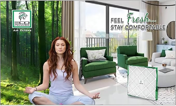 20x25x1 ECO POWER Air Filter MERV 10 (4-Pack), Pleated HVAC AC Furnace Air Filters Replacement, Comparable to MPR 1000 & FPR 7 (Actual Size: 19.6 x 24.6 x 0.75 Inches), SB2482