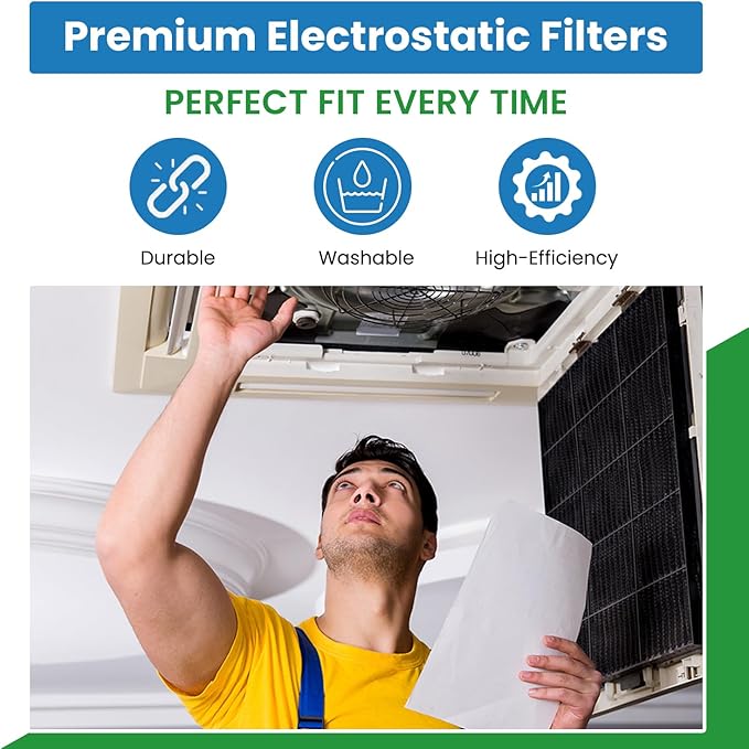 Filter Everything Electrostatic Furnace Filter – Washable & Reusable – 16 x 16 x 1 – Heavy-Duty Aluminum Frame – Permanent Home HVAC Air Filter