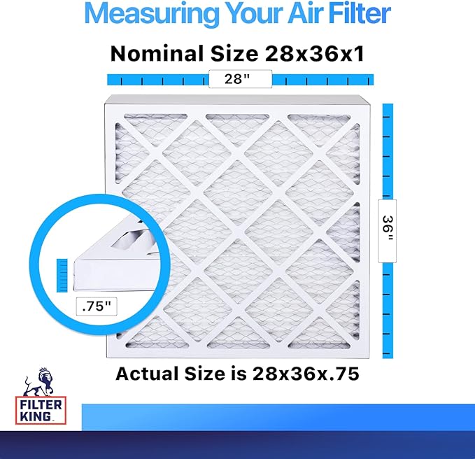 Filter King 28x36x1 Air Filter | 4-PACK | MERV 8 HVAC Pleated A/C Furnace Filters | MADE IN USA | Actual Size: 28 x 36 x .75"