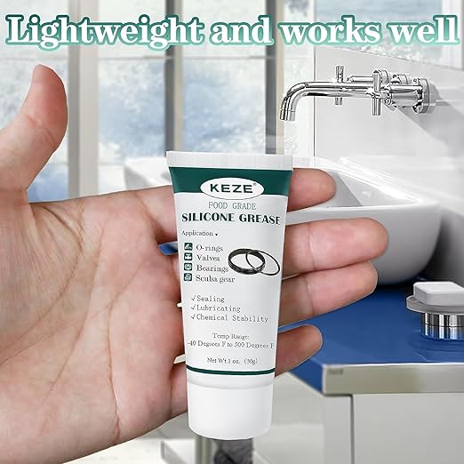 KEZE Food Grade Silicone Grease Pool Lube Tube O Rings Lubricant for Plumber Faucet Gasket Water Filter Rubber Seal Silicon Grease with Brush 1 oz 2-Pack