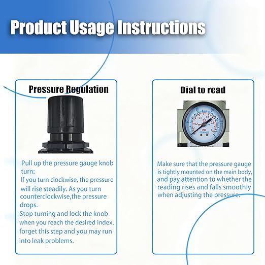HengMinLingTong 1/4" NPT Compressed Air Filter Regulator Combo Piggyback, 5 Micron Brass Element, Poly Bowl, Semi-Auto Drain, Metal Bracket, 0-150 psi AW2000-02
