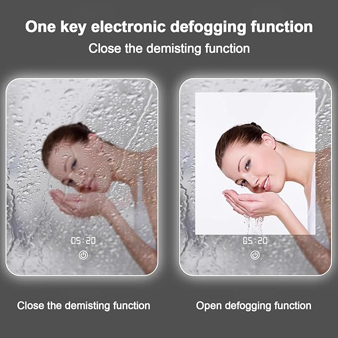 Half circle mirror，half circle mirrors for wall，half moon mirrors for wall，Dimmable LED Vanity Mirror Half Circle,Illuminated Mirror with Demister Pad, Anti-fog bathroom mirror，3 colours dimmable(Whit