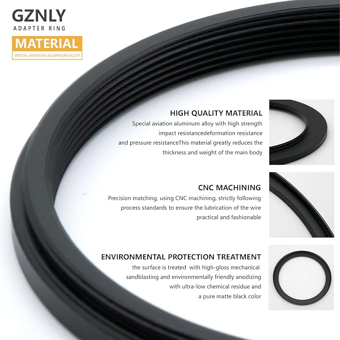 55mm to 77mm Step-up Adapter Rings Filter Adapter Black Metal Step Down Filter Ring Adapter Compatible with All Brand UV CPL ND Camera Lens Filter Stepping Rings (55mm-77mm)