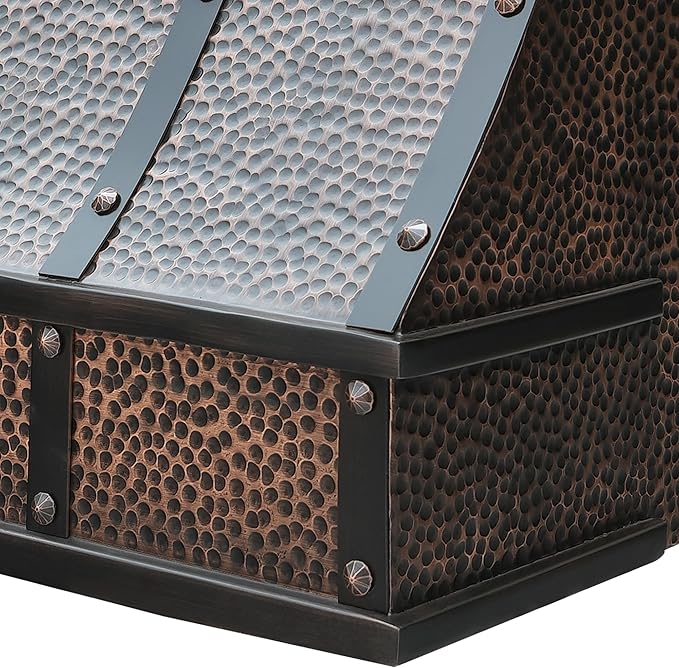 CT Copper Tailor Sloped Copper Vent Hood Island Mount,42'' W,27''H, 1150 CFM Exhaust Fan,Stainless Steel Vent,LED Light,Dishwasher-Safe Baffle Filters,VH8TR1