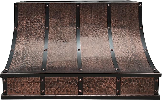 CT Copper Tailor Sloped Copper Vent Hood Island Mount,60'' W,39''H,1260 CFM Exhaust Fan,Stainless Steel Vent,LED Light,Dishwasher-Safe Baffle Filters,VH8TR1