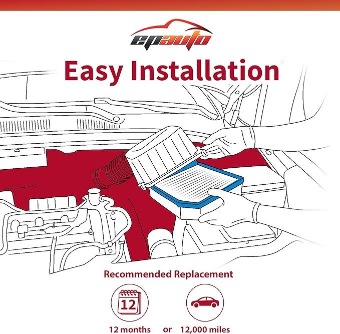 EPAuto GP53A (XA5553A) Engine Air Filter Replacement for Lexus RX450H (2010-2015), LX600/GX550/LX700H (2022-2025); Toyota Highlander Hybrid (2011-2016), Up to 12,000 Miles or 12 Months Protection