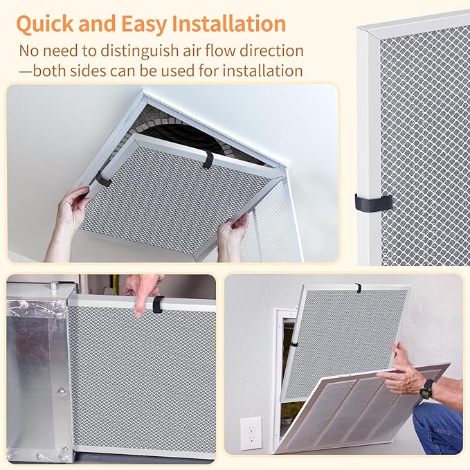 2-Pack 16x24x1 MERV 8 Reusable & Washable Electrostatic Air Filters - Long-Lasting Filter for HVAC, Furnace & Air Conditioner Units, Actual Size: 15-5/8” x 23-5/8” x 7/8”