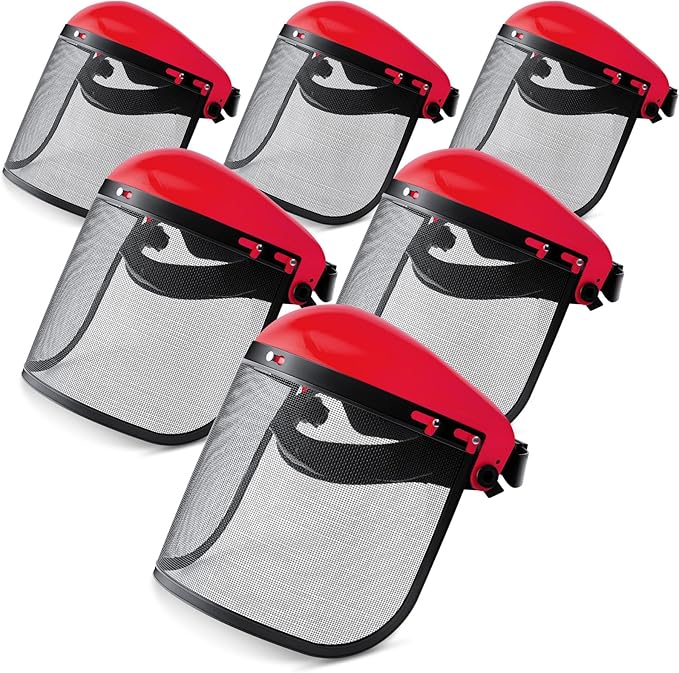 Amylove 2 Pcs Safety Face Shield with Mesh Weed Whacking Face Shield Masks Chainsaw Gardening Weed Mover Protection (Red)