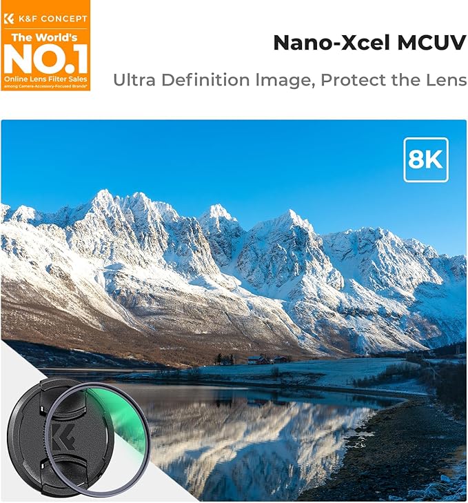 K&F CONCEPT 77mm MC UV Lens Protection Filter with Filter Cap Cleaning Cloth Optical Glass Ultra Slim 28 Multi-Layer Coatings Camera Lens UV Filter (Nano-X Series)